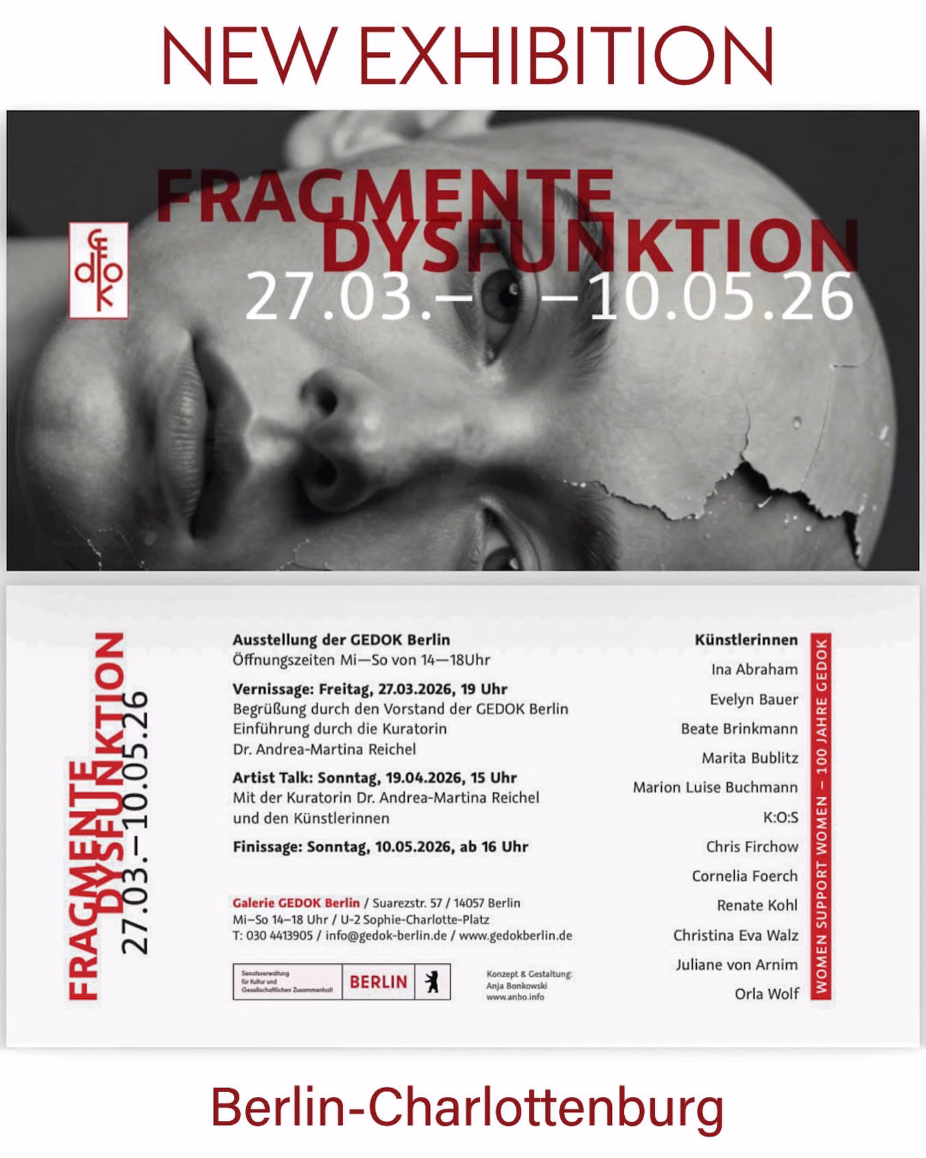 „Fragments Dysfunction” explores rupture, transition, and the interplay of fragments.

I’m very happy to be part of this exhibition at the GEDOK Berlin @gedok_berlin with a diptych. Together with a group of inspiring female artists, the show reflects the theme in diverse, layered, and thought-provoking ways.

✨ Join us for the opening and experience the works in person!

➡️ Opening: March 27, 2026, 7 pm
➡️ Exhibition: March 27 – May 10, 2026
➡️ Opening hours: Wed–Sun, 2–6 pm

👩🏻‍🎨 Artist Talk: April 19, 2026, 3 pm

➡️ Finissage: May 10, 2026, from 4 pm

👉 Visit the exhibition, experience the works up close, and discover the one that resonates with you.

#artexhibition #berlinart #contemporaryart
#womenartists #walzart
@bbk_brandenburg @bbk_berlin 

🇩🇪
„Fragmente Dysfunktion“ – eine Ausstellung, die Brüche, Übergänge und das Zusammenspiel von Fragmenten sichtbar macht.

Ich freue mich sehr, mit einem Diptychon Teil dieser Ausstellung in der GEDOK Berlin zu sein. Gemeinsam mit vielen spannenden Künstlerinnen entstehen vielfältige Perspektiven auf das Thema – intensiv, vielschichtig und berührend.

Vernissage: Freitag, 27.03.2026, 19 Uhr
Ausstellung: 27.03.–10.05.2026
Öffnungszeiten: Mi–So, 14–18 Uhr
Artist Talk: 19.04.2026, 15 Uhr
Finissage: 10.05.2026, ab 16 Uhr

✨ Kommt unbedingt zur Vernissage und erlebt die Arbeiten im direkten Austausch vor Ort. Ich freue mich auf euch!