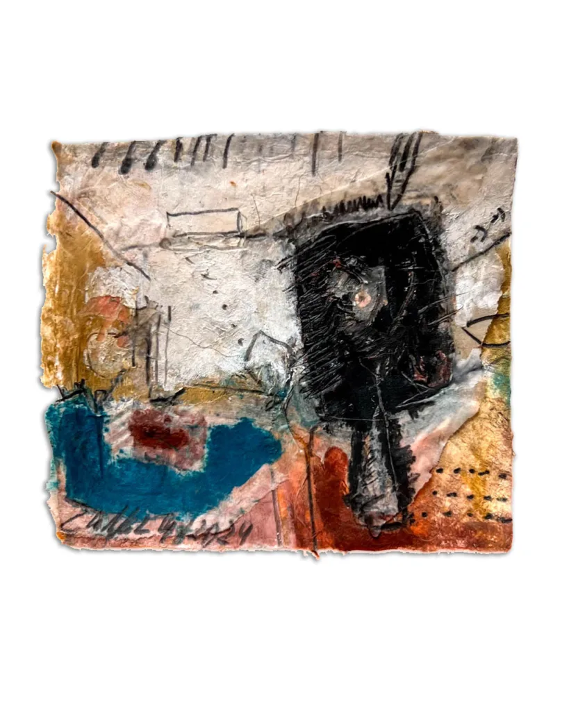 Don’t Miss the Boat, Mixed Media Drawing Collage, 2024, 8 x 8 cm, 110 €