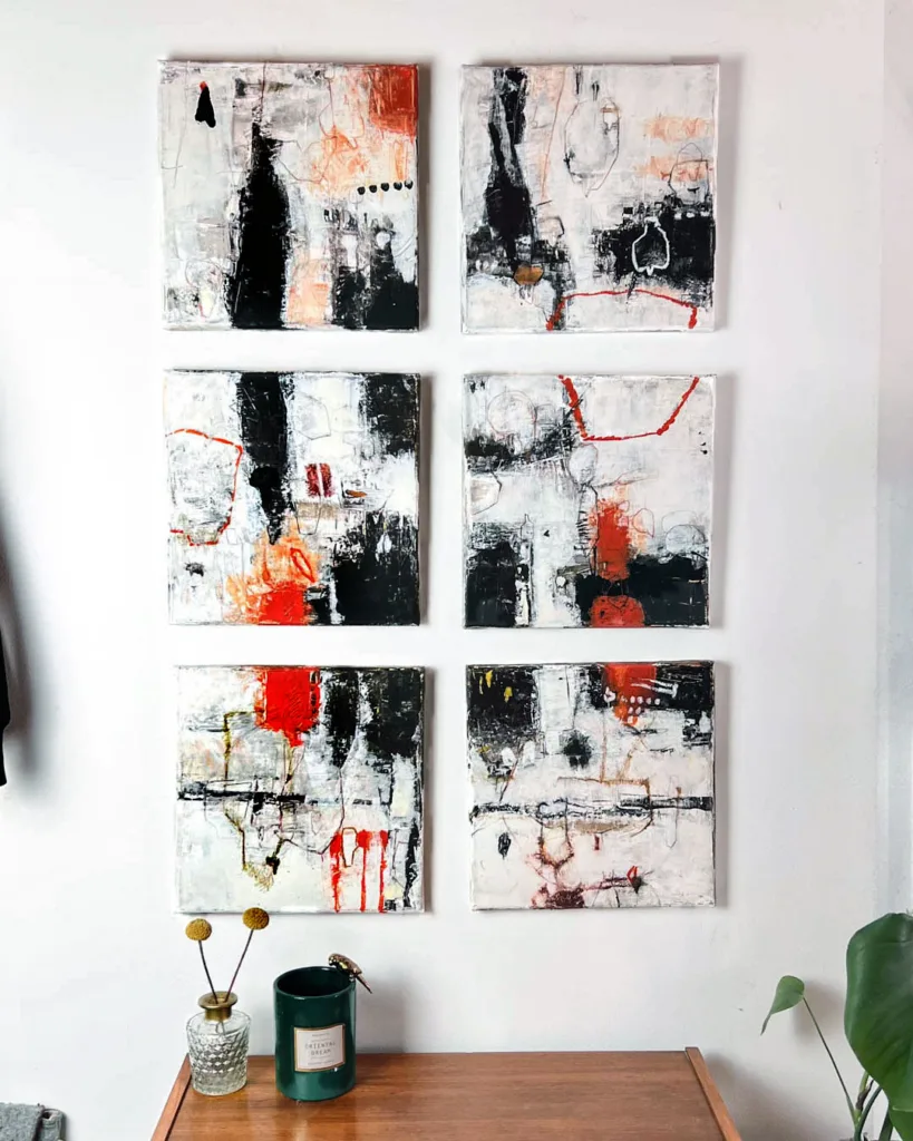 Endless Journey, Set of 6 Paintings, 30 x 30 cm each, Mixed Media, 2400 € (Set of 6)