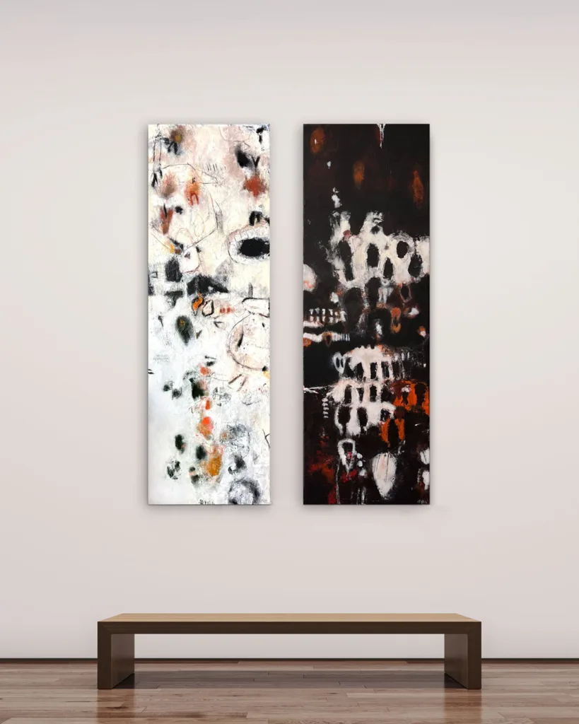 "Day & Night", Mixed Media on Canvas, 40 x 120 cm