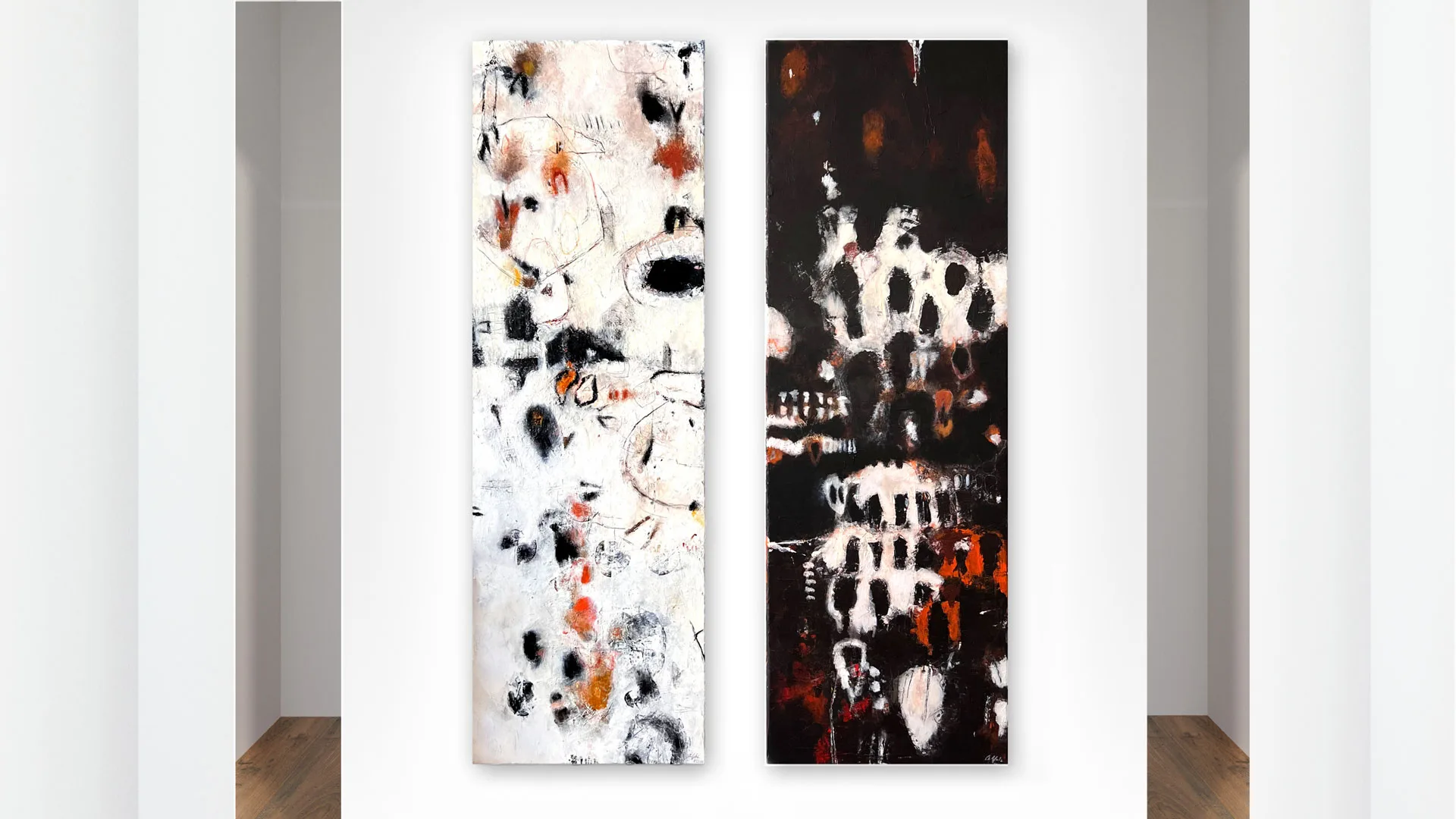 "Day & Night", Mixed Media on Canvas, 40 x 120 cm