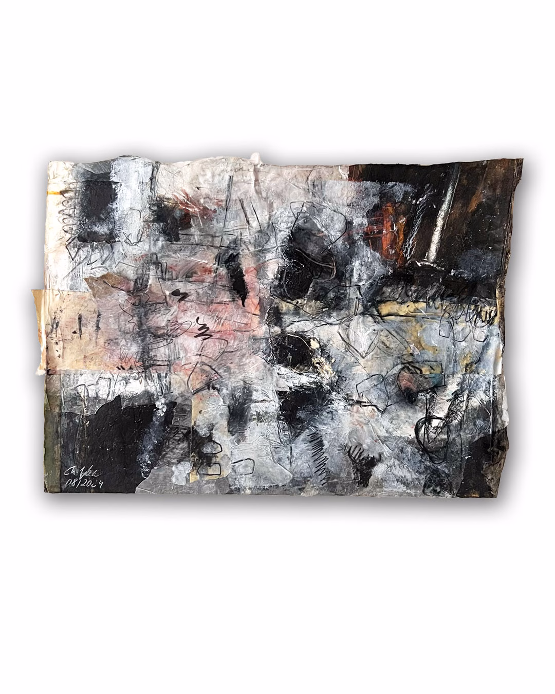 "The Colors of Darkness", 35x25 cm, Mixed Media Art Drawing Collage