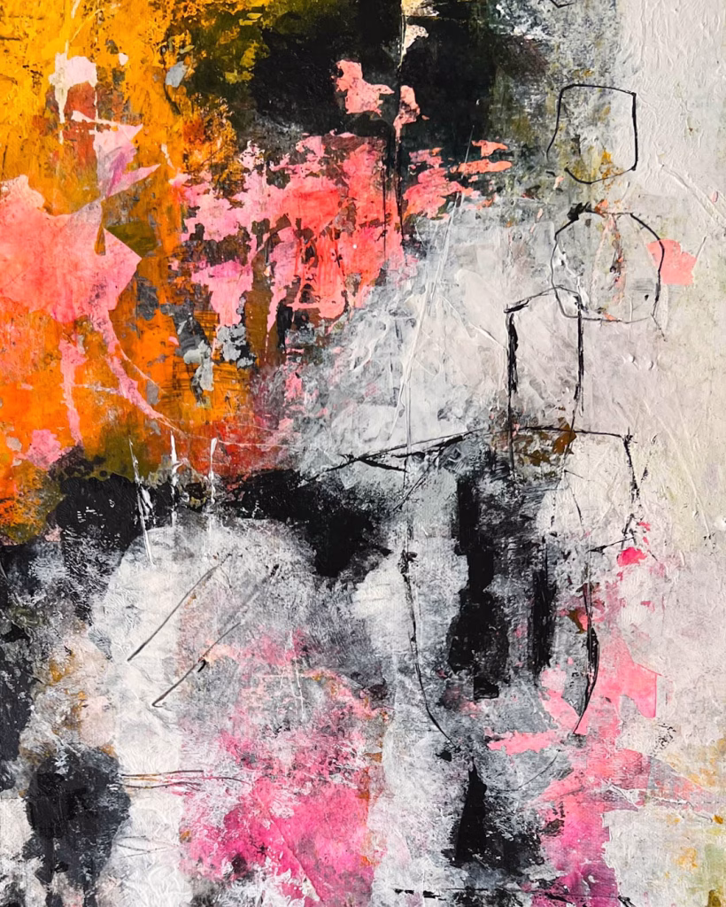 „Free Yourself“ Abstrakte Mixed-Media-Kunst von Christina Eva Walz, 70 x 100