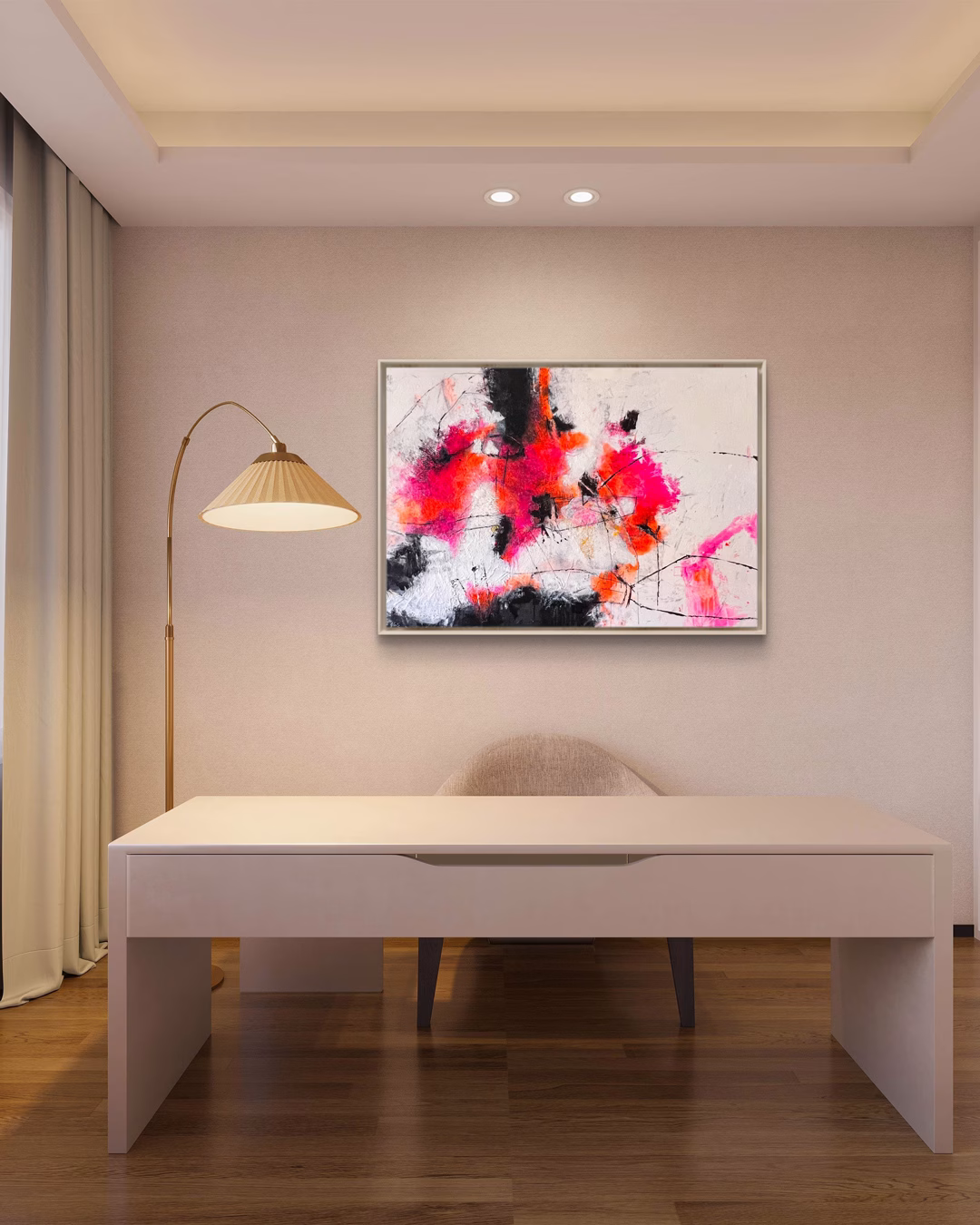 „Ignition Point“: Abstrakte Mixed-Media-Kunst von Christina Eva Walz, 70 x 100