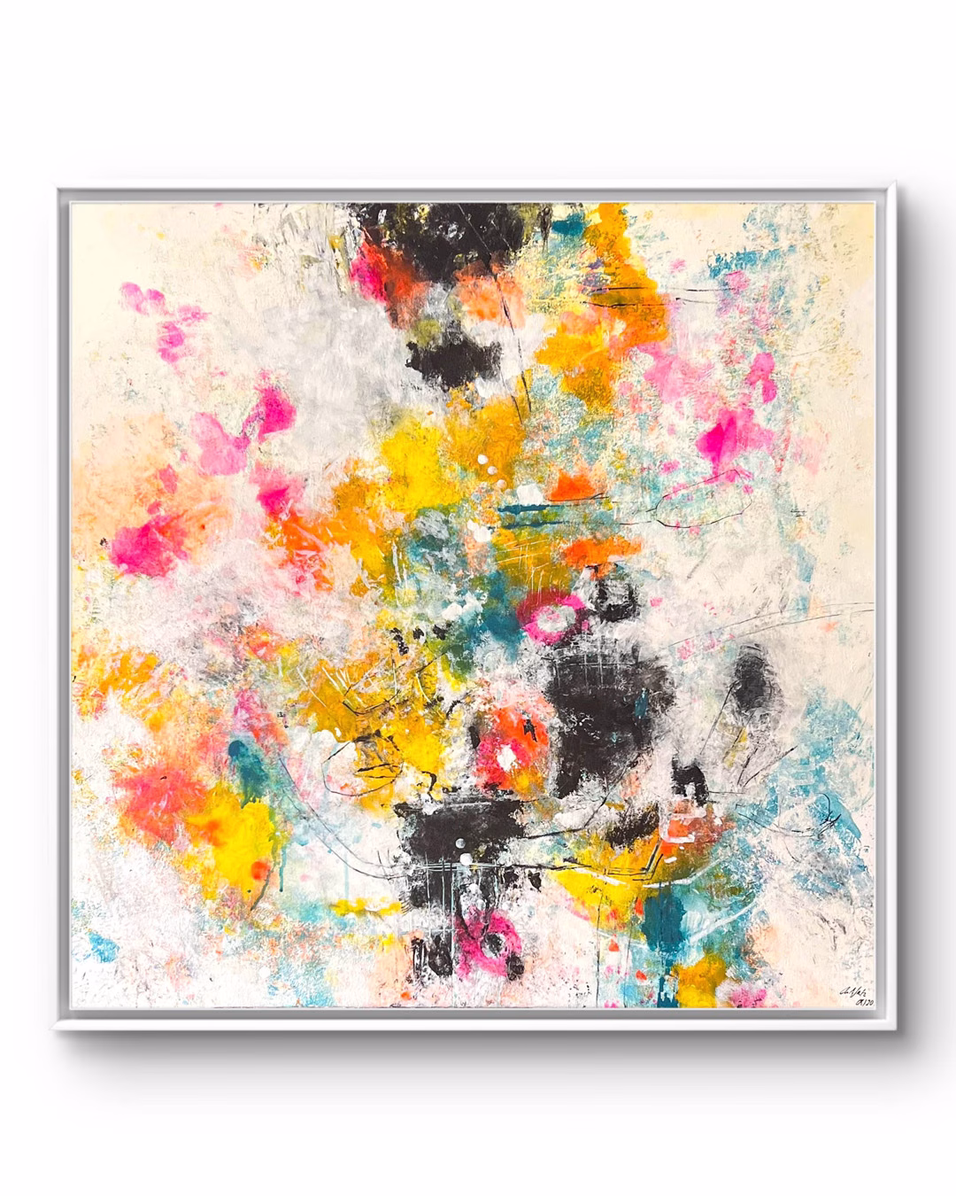 Urban Landscapes "Summer in the City" Abstrakte Mixed-Media-Kunst von Christina Eva Walz, 80 x 80 cm