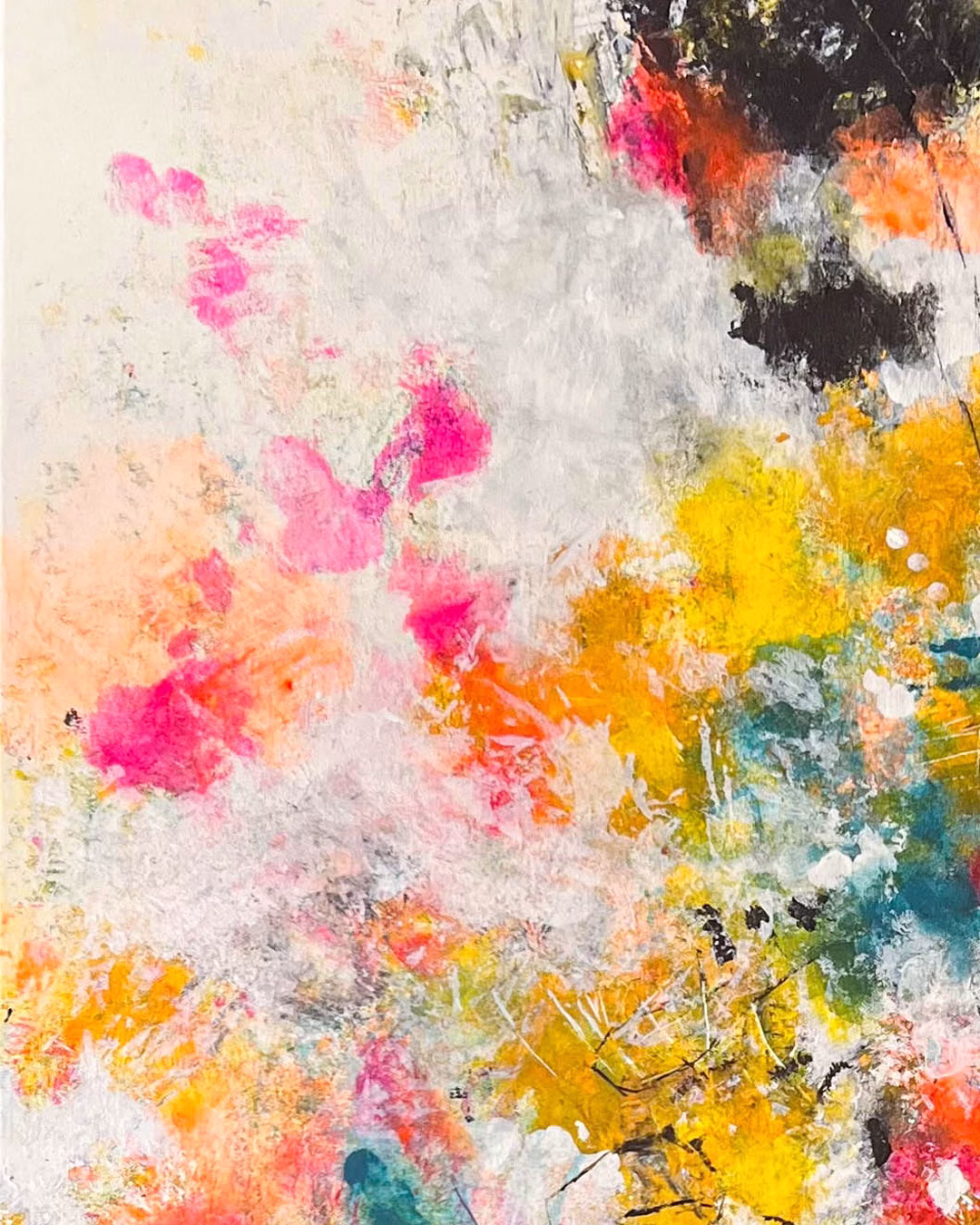 Urban Landscapes "Summer in the City" Abstrakte Mixed-Media-Kunst von Christina Eva Walz, 80 x 80 cm