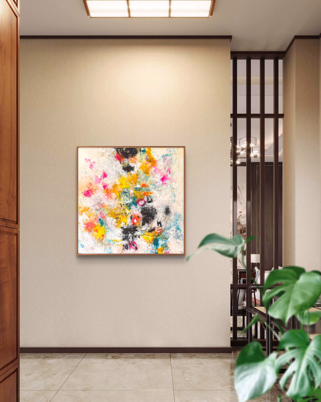 Urban Landscapes "Summer in the City" Abstrakte Mixed-Media-Kunst von Christina Eva Walz, 80 x 80 cm