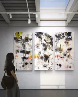 “Stop Making Sense” – a triptych balancing between chaos and clarity.
Each canvas (50 × 100 cm / approx. 19.7 × 39.4 in) reveals its own layers of movement, texture, and intuition—yet together they unfold a story that only becomes visible when you pause and look closely.
Mixed media on canvas: acrylic paint, charcoal, acrylic ink, drawing tools & acrylic markers.
✨ Interested in this piece or want details for collectors? Feel free to message me.
🇩🇪
„Stop Making Sense“ – ein Triptychon, das zwischen Chaos und Klarheit schwebt.
Jede Leinwand (50 × 100 cm / ca. 19.7 × 39.4 in) ist eine eigene Schicht aus Bewegung, Struktur und Intuition – zusammen erzählen sie eine Geschichte, die sich erst entfaltet, wenn man innehält.
Mixed Media auf Leinwand: Acrylfarbe, Acryltinte, Zeichenstifte & Acrylmarker.
✨ Möchtest du mehr zu diesem Werk erfahren oder es für deine Sammlung anfragen? Schreib mir gern.