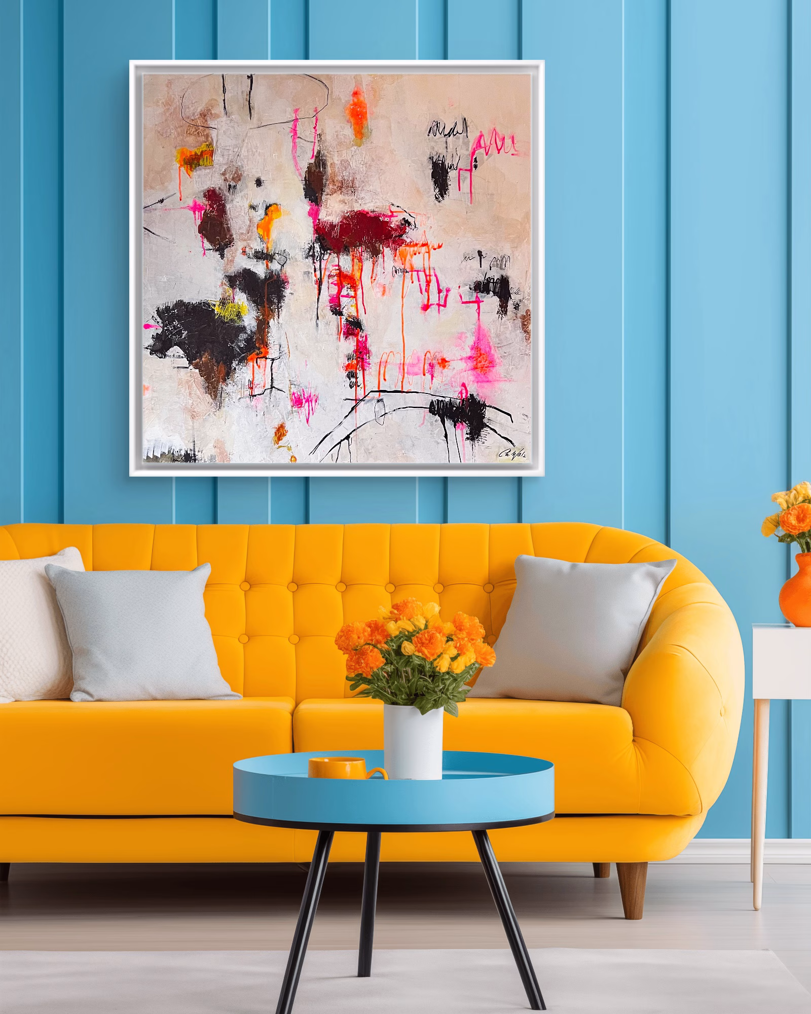 Raw Symphony, Mixed Media Painting on Canvas, 80 x 80 cm, 2025