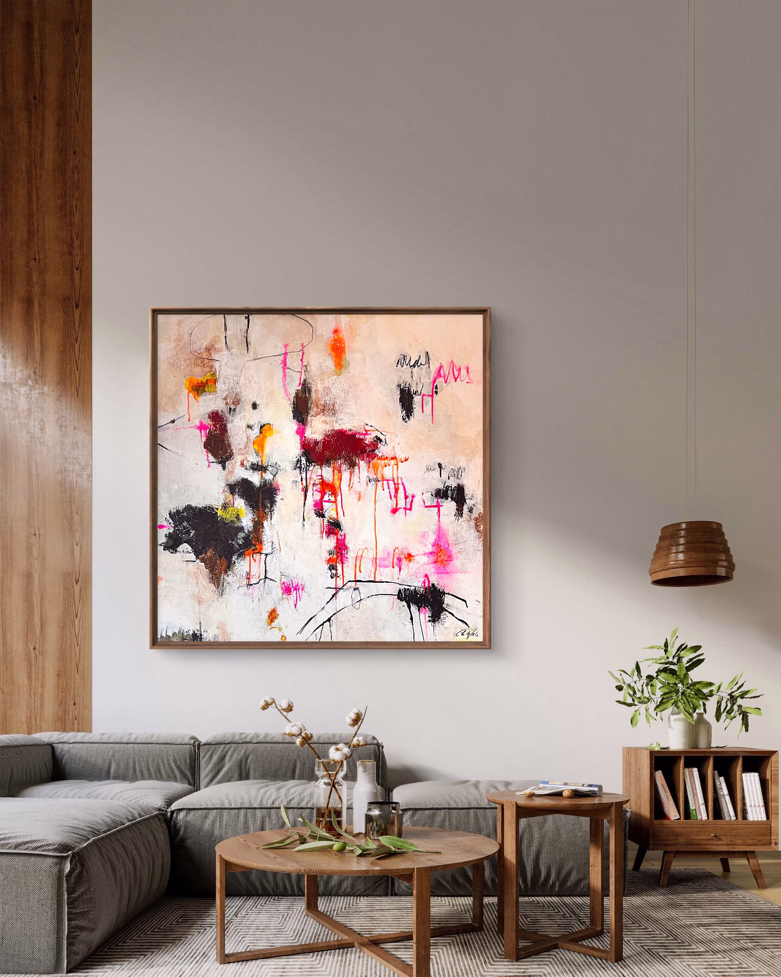 Raw Symphony, Mixed Media Painting on Canvas, 80 x 80 cm, 2025