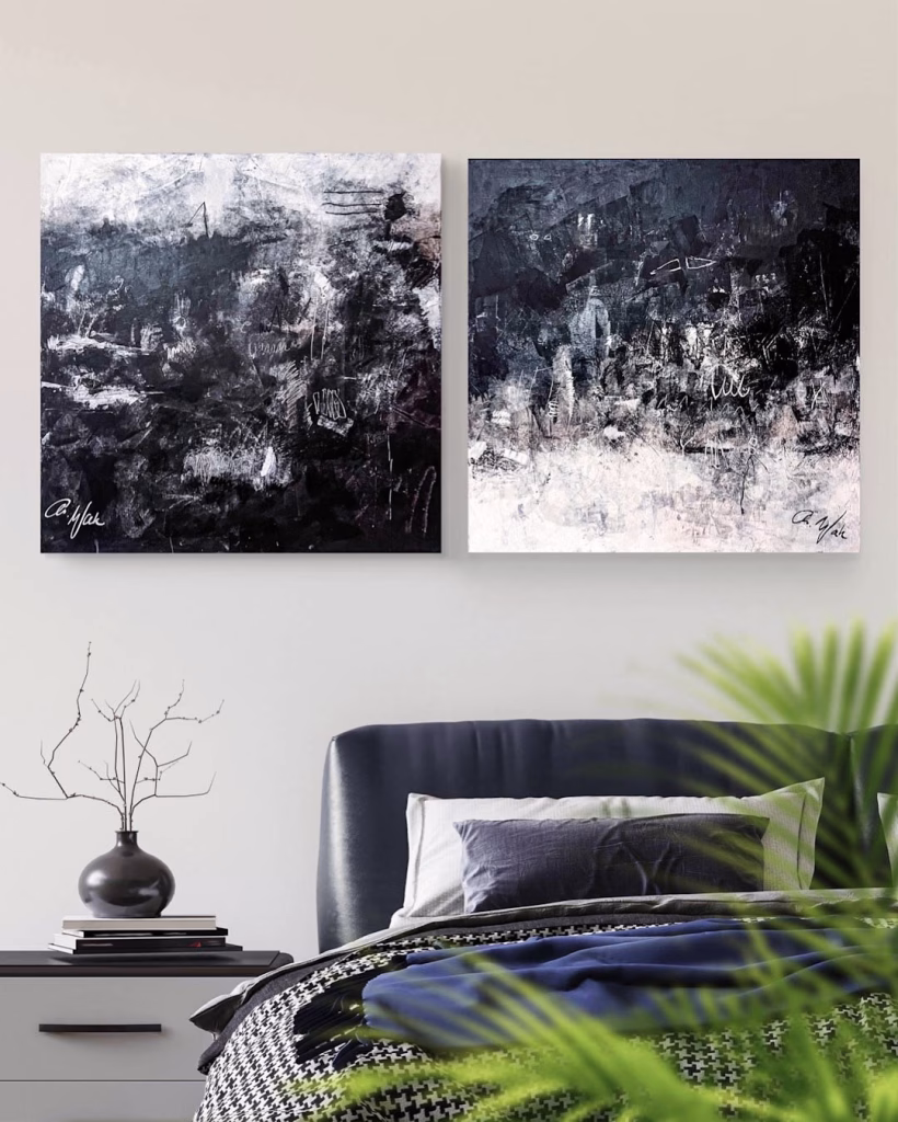 In Between– Horizons of Unity, Acrylic Painting on Canvas, Diptychon, je 90 x 90 cm, 2025