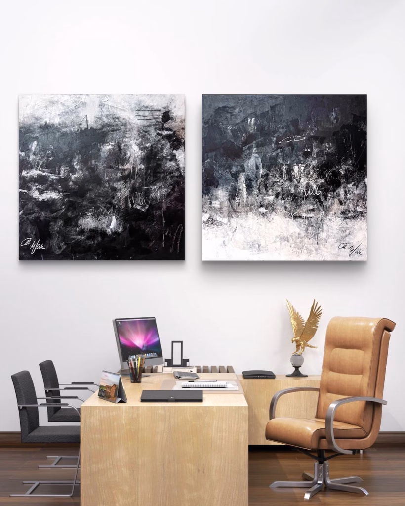 In Between– Horizons of Unity, Acrylic Painting on Canvas, Diptychon, je 90 x 90 cm, 2025