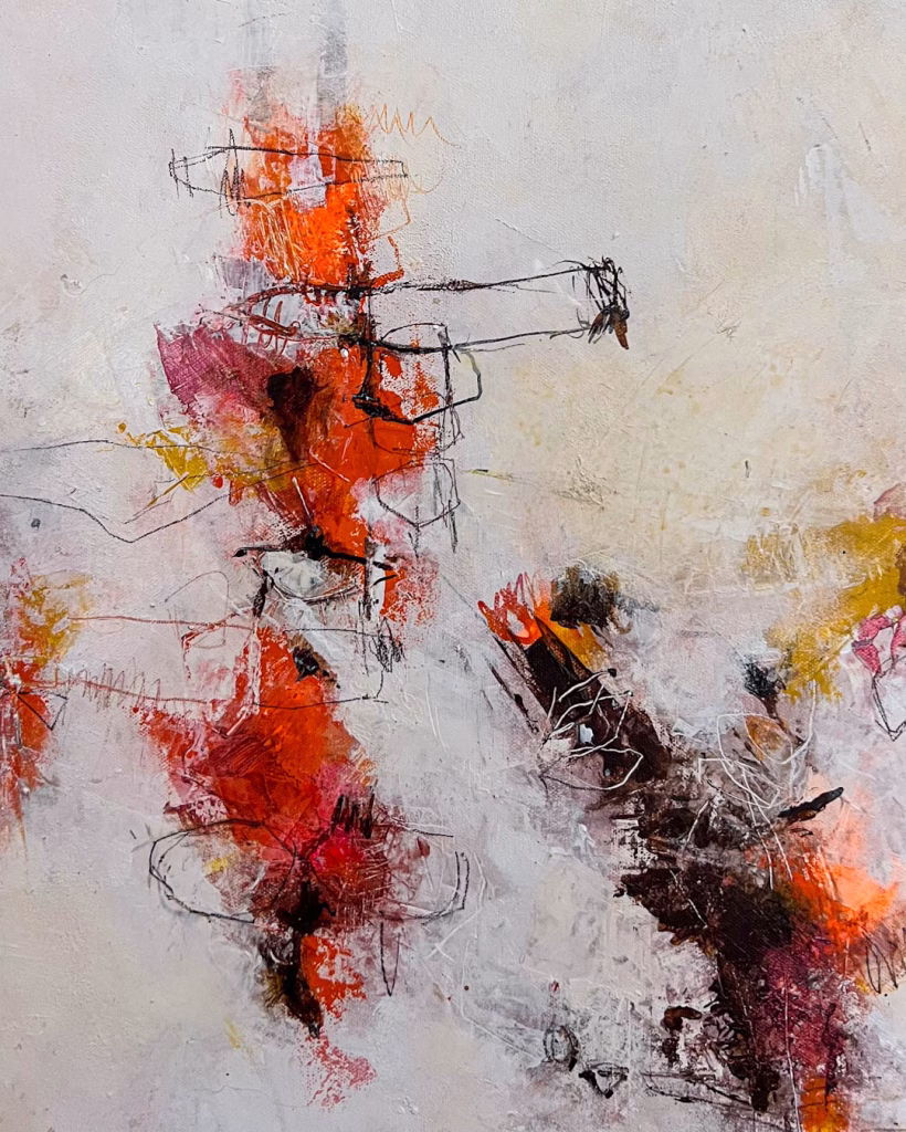 “Traces of a Lighter World”, Mixed Media on canvas 90 × 90 cm | 35.4 × 35.4 inches