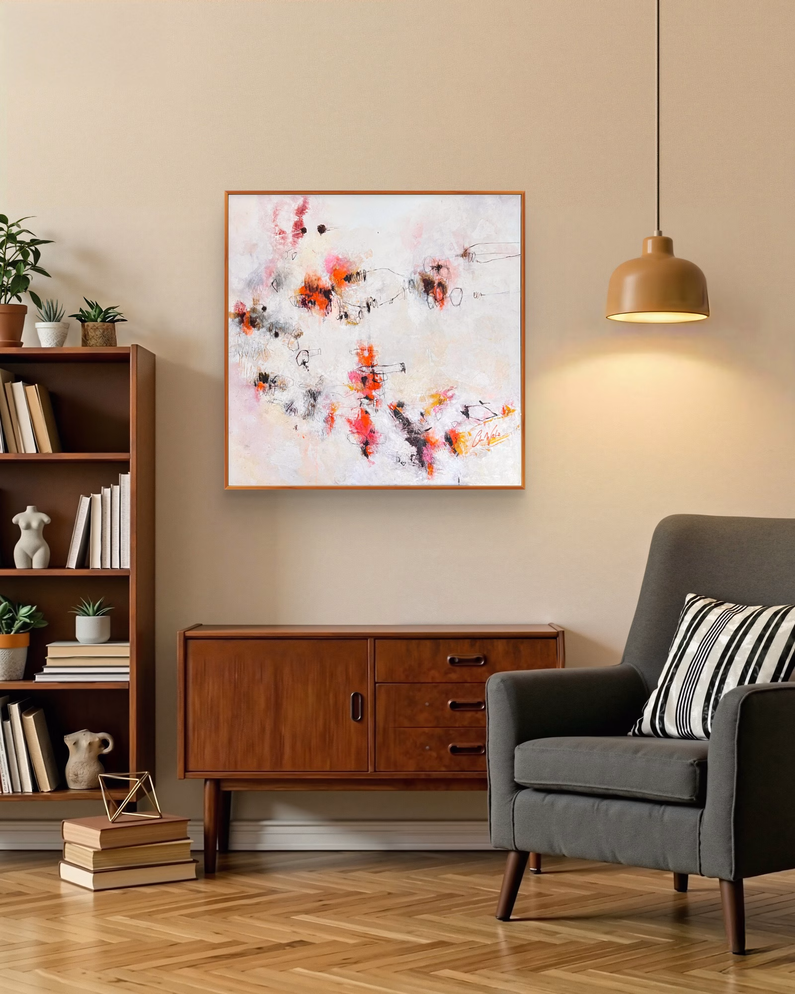 “Traces of a Lighter World”, Mixed Media on canvas 90 × 90 cm | 35.4 × 35.4 inches