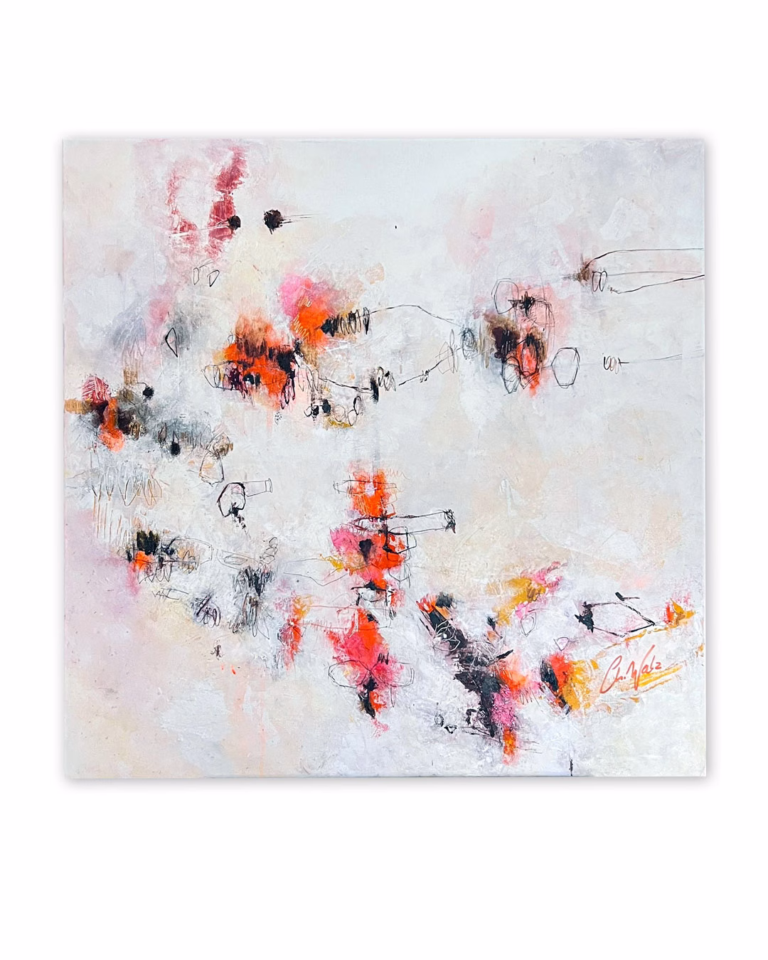 “Traces of a Lighter World”, Mixed Media on canvas 90 × 90 cm | 35.4 × 35.4 inches