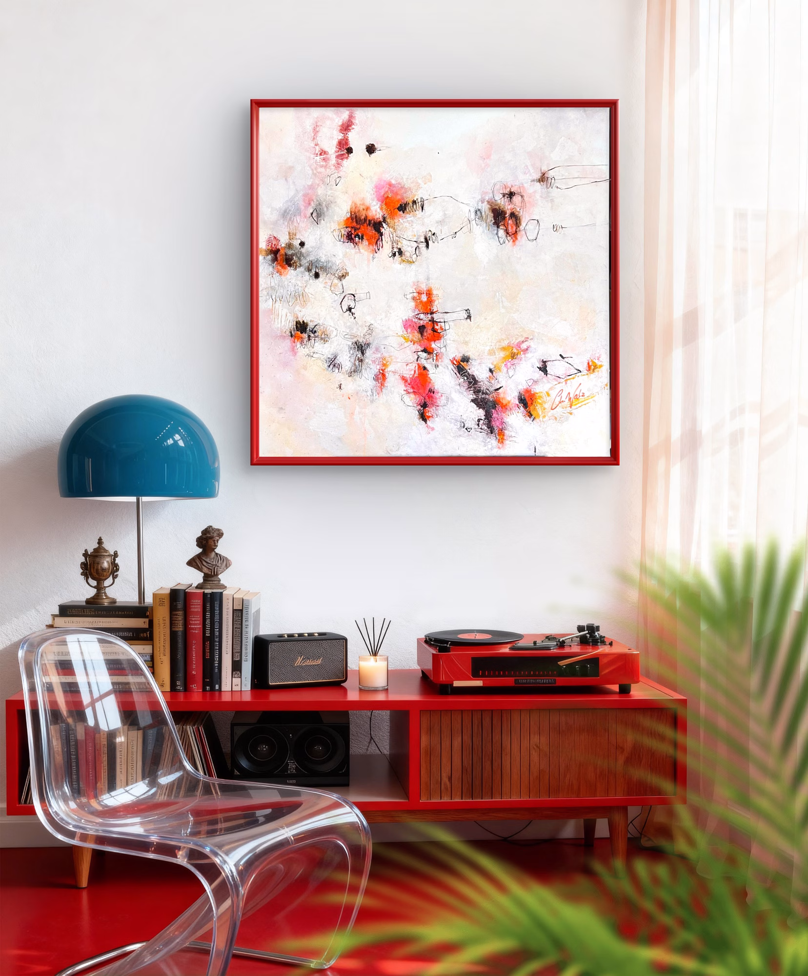 “Traces of a Lighter World”, Mixed Media on canvas 90 × 90 cm | 35.4 × 35.4 inches