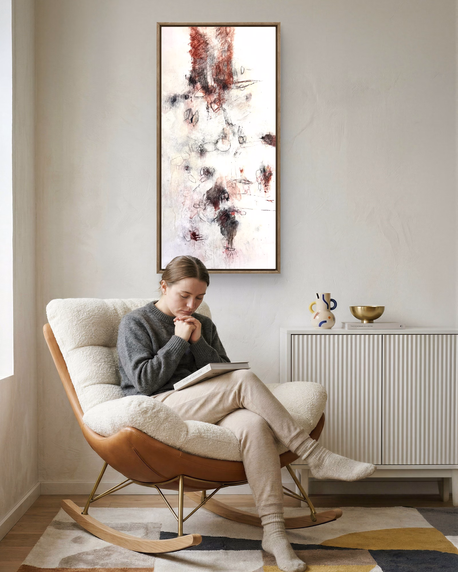 What Darkness Releases, 100 x 50 cm, zartes Bild im Hochformat