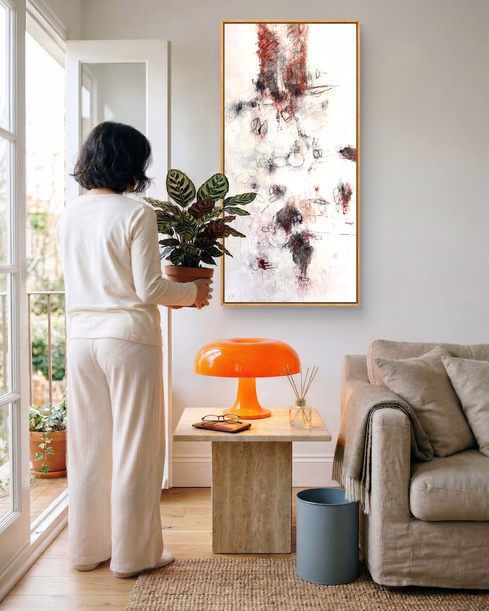 What Darkness Releases, 100 x 50 cm, zartes Bild im Hochformat